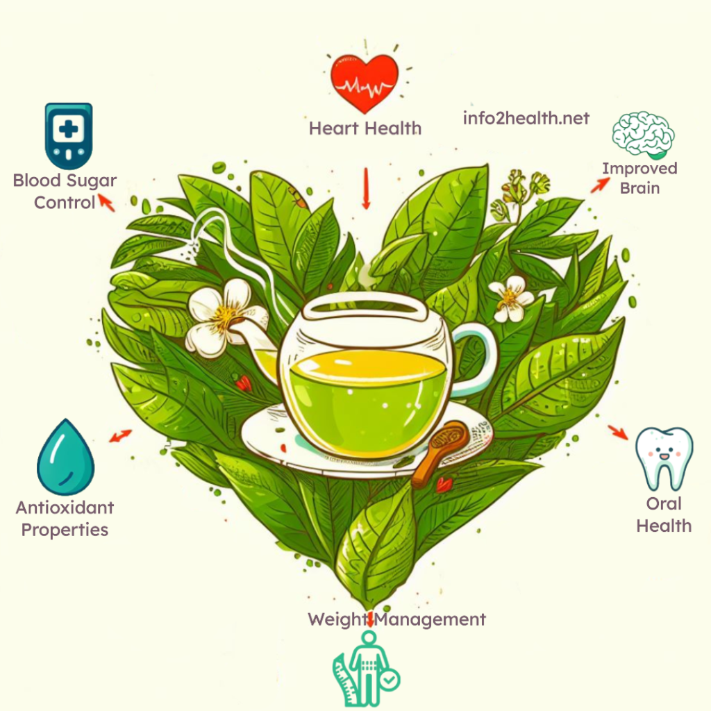 Did you know that green tea offers tons of health benefits? Check out this infographic to learn more! #GreenTea #RaiseAwareness